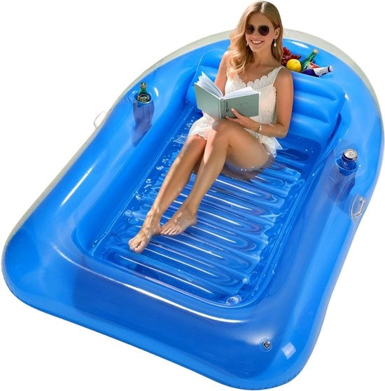 Letto solare – Piscina solare – Airbed gonfiabile – Matraccia da piscina con schienale – Letto da piscina per adulti con schienale – Airbed galleggiante per adulti – Float per piscina – Ombrellone da piscina gonfiabile – Airbed con contenitore per bere –