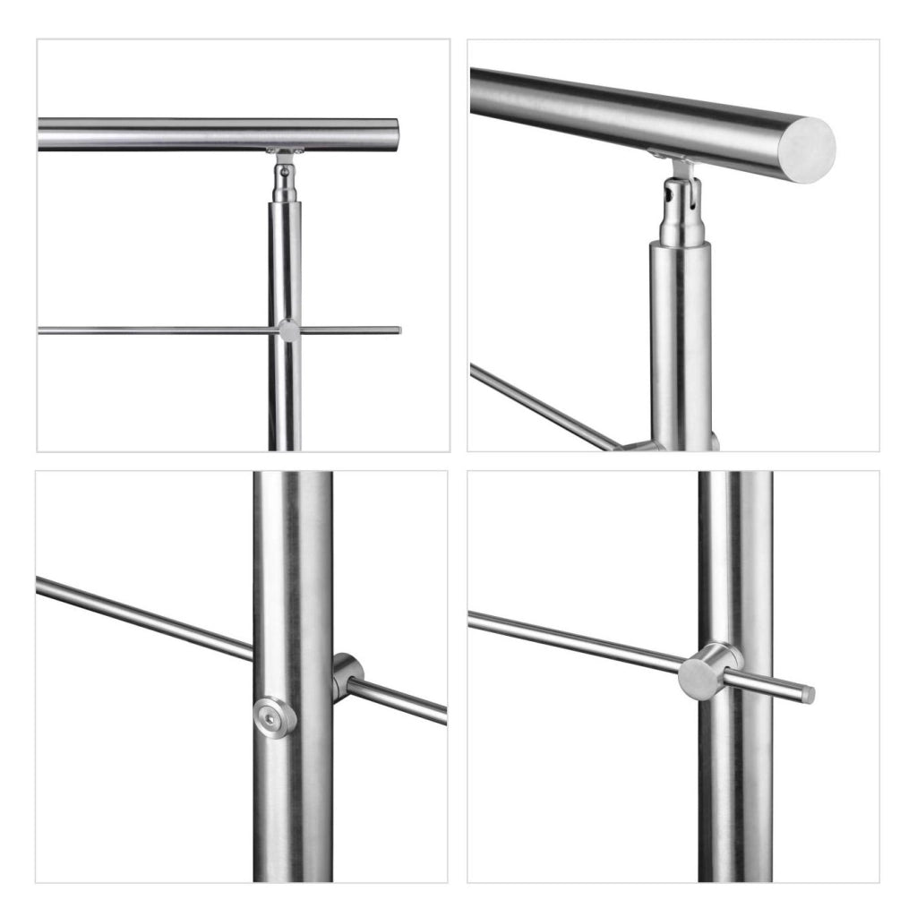 Balaustra Corrimano Ringhiera in acciaio inox spazzolato 100x106cm per interni ed esterni 5 barre trasversali