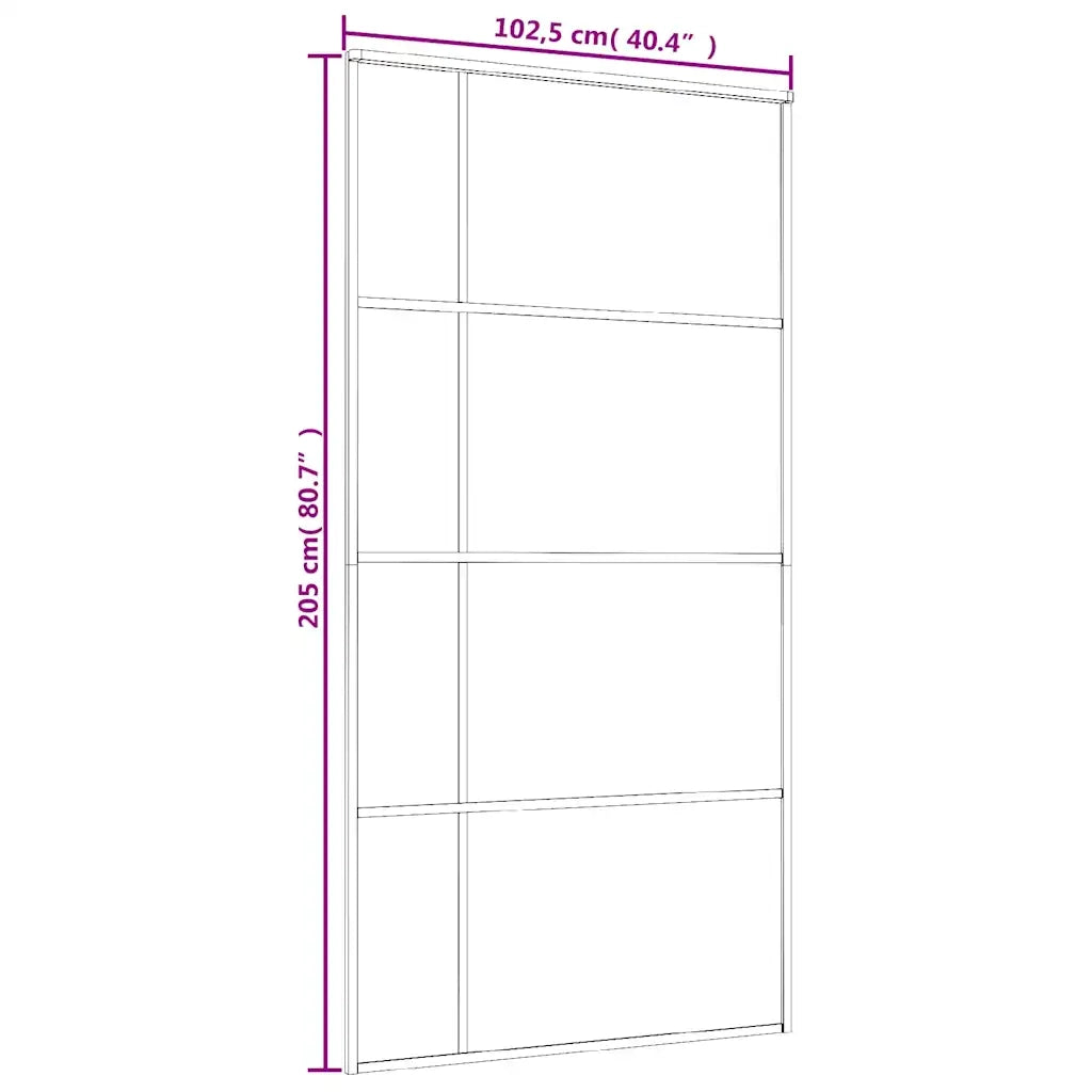 Porta Scorrevole in Vetro ESG e Alluminio 102,5x205 cm Nera 151686