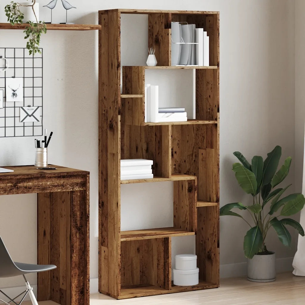 Libreria-Scaffale per Libri-Mobile di Stoccaggio Legno Antico 67x24x161 cm in Truciolato