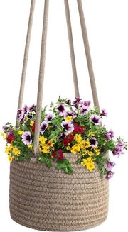 Porta Piante Moderna Boho Tela di Cotone - Sostegno per Piante Indoor - Tela Macramè Tessuta - Organizzatore di Archiviazione - Corda per Sostegno - Marrone