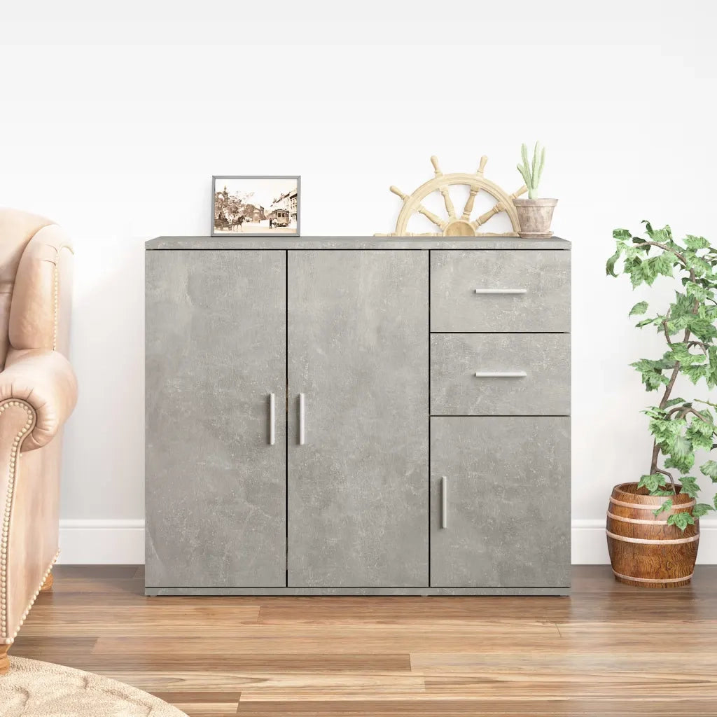 Credenza | Madia | Buffet da pranzo | Armadio da pranzo Grigio Cemento 91x29,5x75 cm in Legno Multistrato