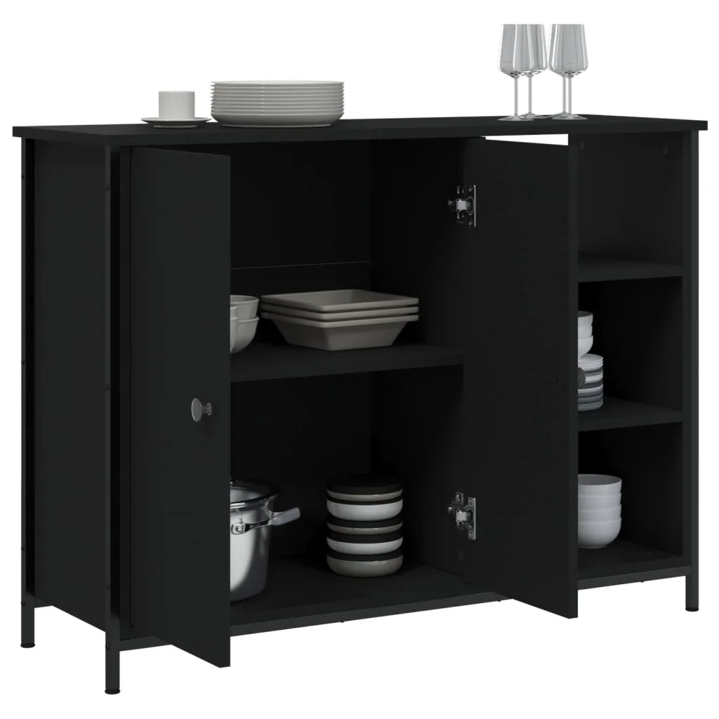 Credenza Nera 100x33x75 cm in Legno Multistrato 835549