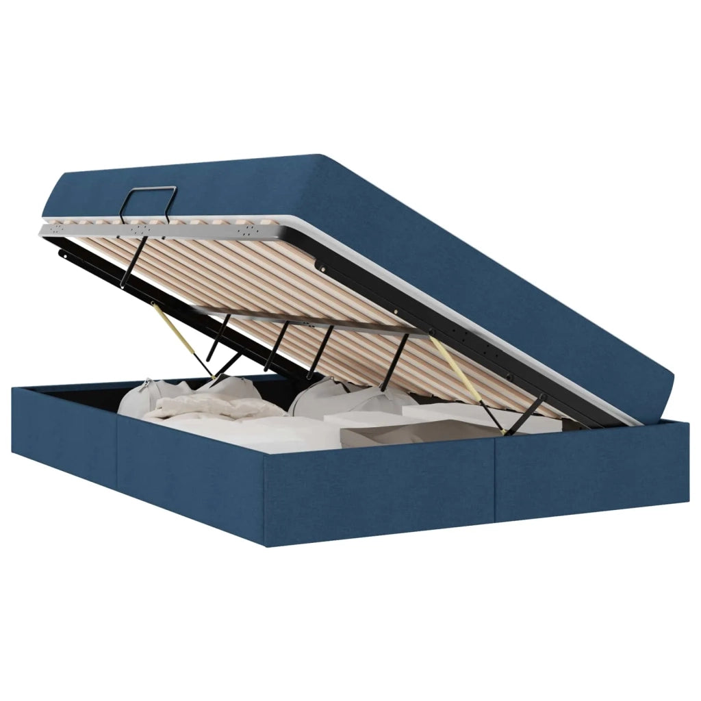 Letto con contenitore e materasso Blu 140 x 200 cm Poliestere