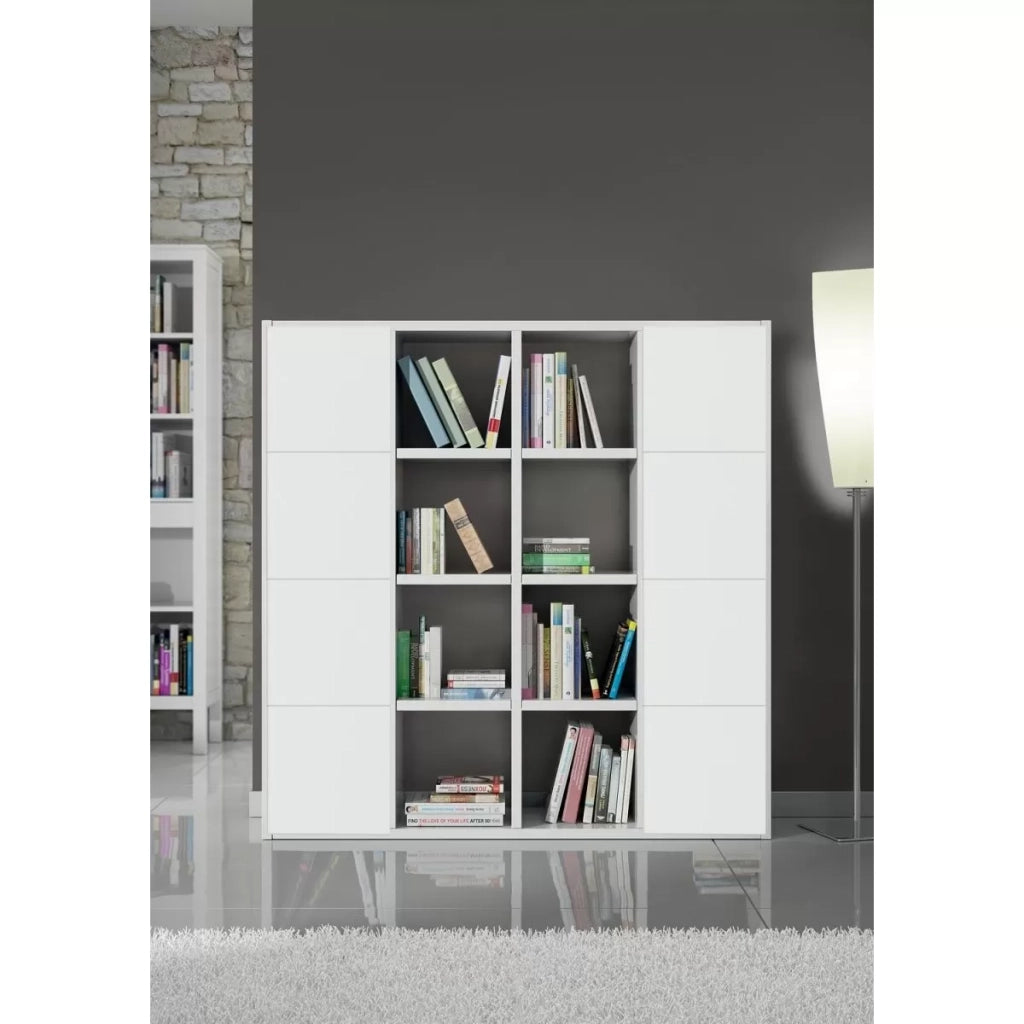 Libreria porta tv moderna bianco frassino l175 p30 h175