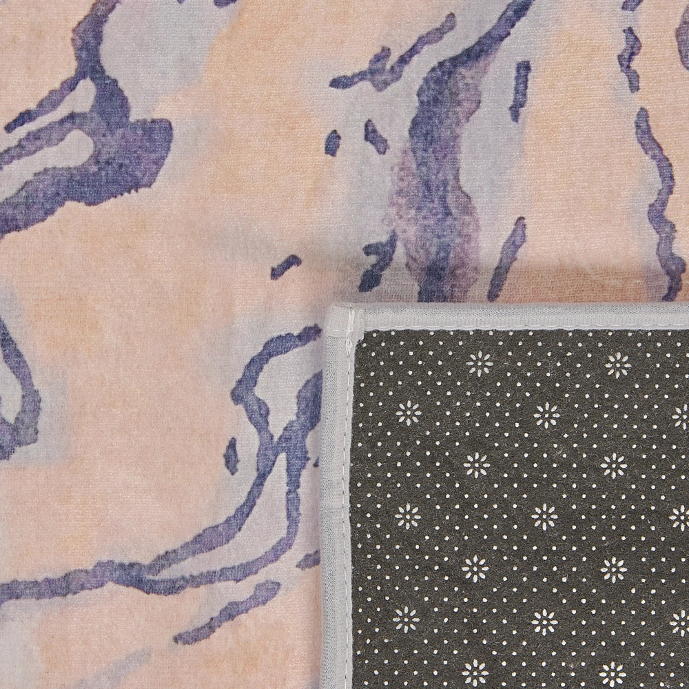Tappeto tappetino Moquette Tessuto in poliestere beige e grigio Motivo astratto Fondo rivestito in gomma 80 x 150 cm