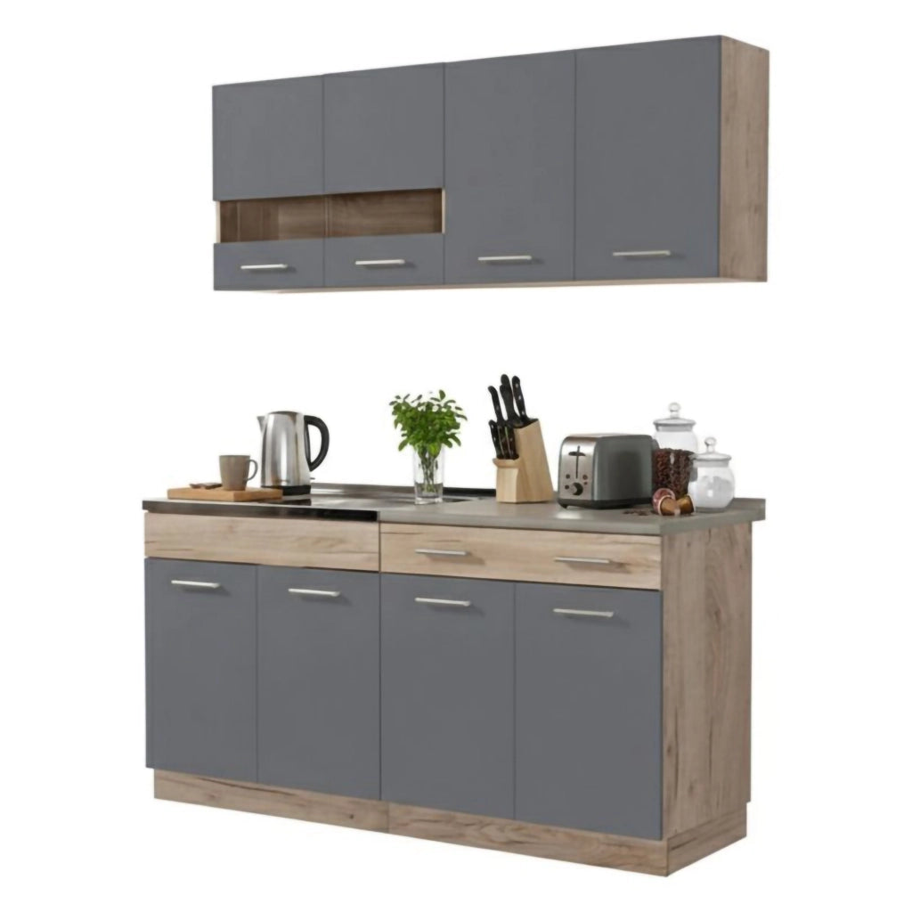 Cucinino Solarolo, Cucina un Cassetto, Elettrodomestici non inclusi, Nero Antracite