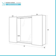 Specchio contenitore LED 91x61 cm bianco lucido con ante laterali Way