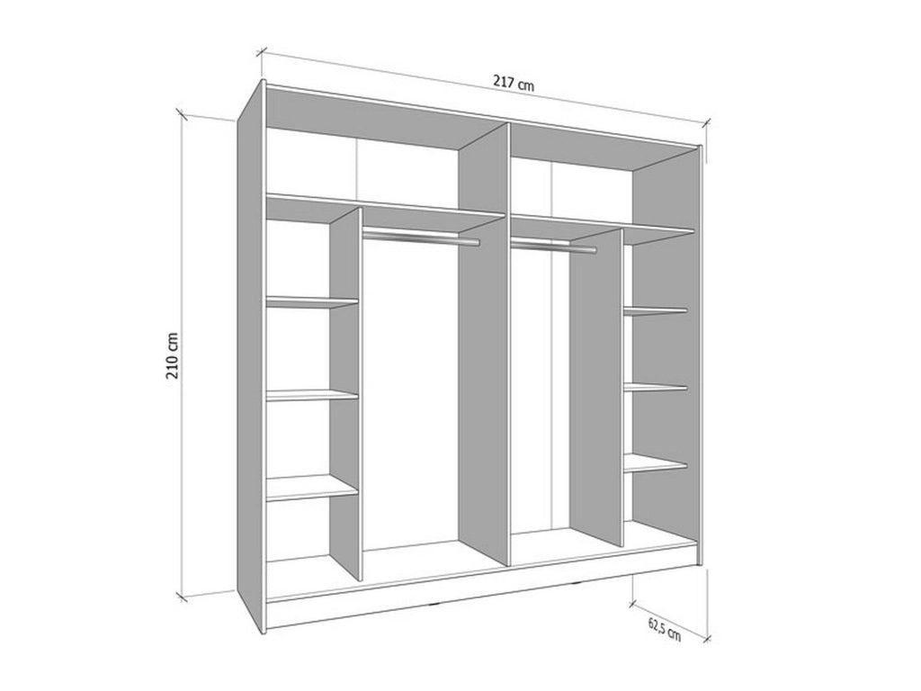 Armadio Camera da Letto Valsinni, Guardaroba Grande Appendiabiti, 217x210h cm Bianco Opaco