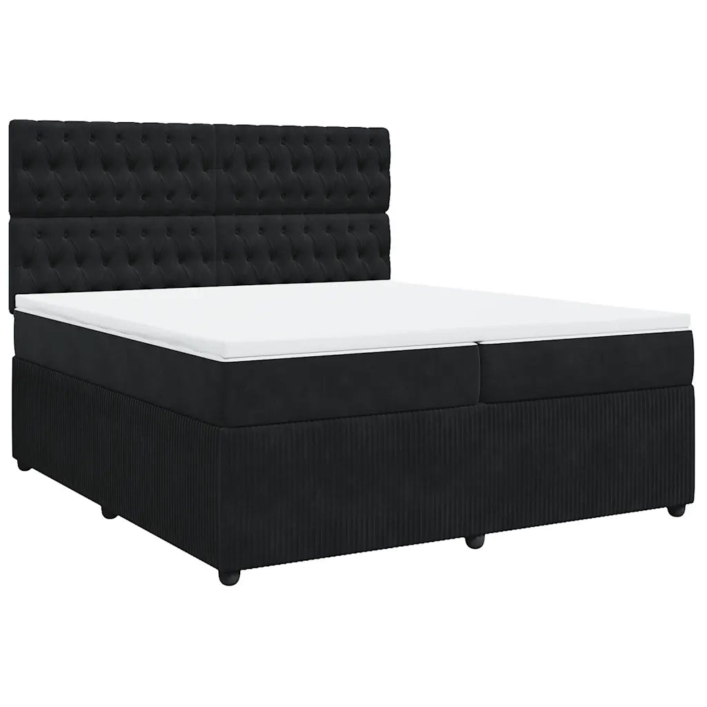 Giroletto a Molle con Materasso Nero 200x200 cm in Velluto