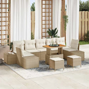 Set Divano da Giardino con cuscino 10 pcs Beige polyrattan 3362771