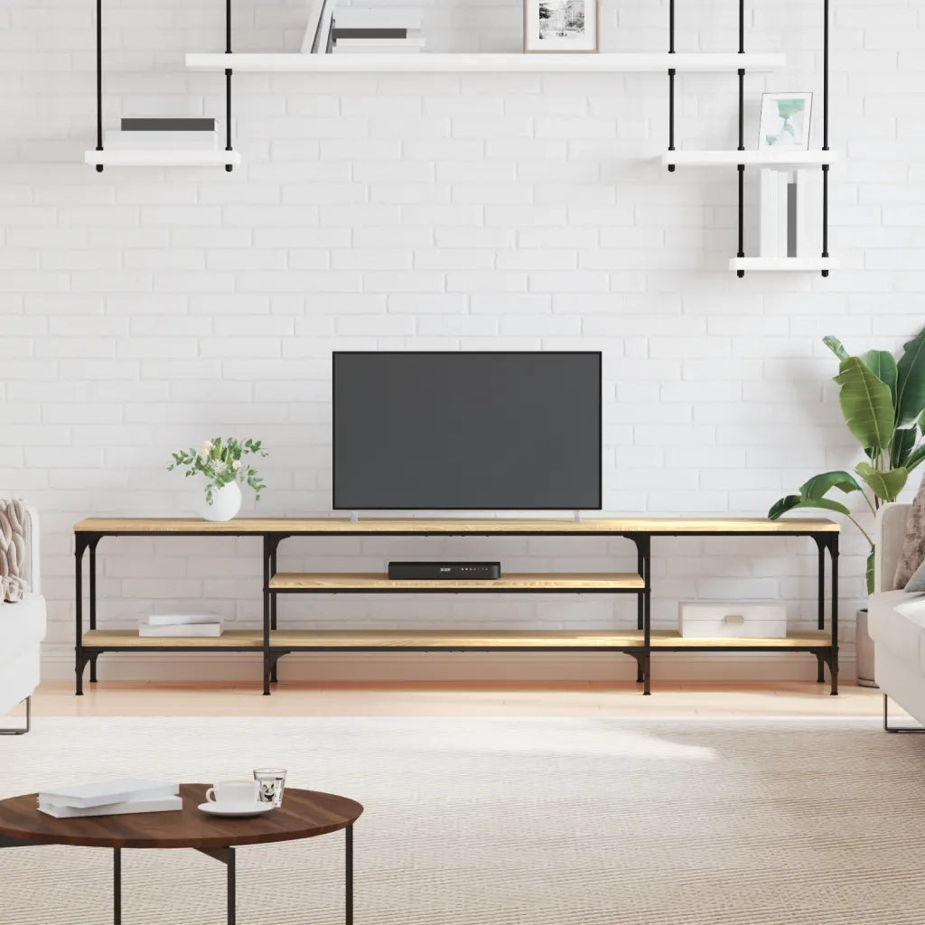 Mobile TV Rovere Sonoma 201x35x45 cm Legno Multistrato e Ferro 831814