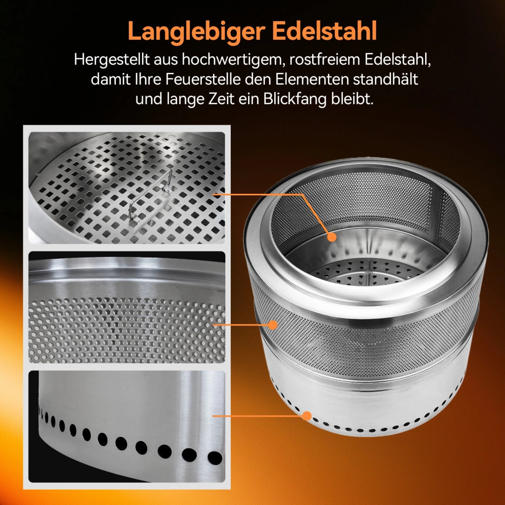 Rauchfreie Edelstahl Feuerstelle Grillfeuerstelle Tragbar