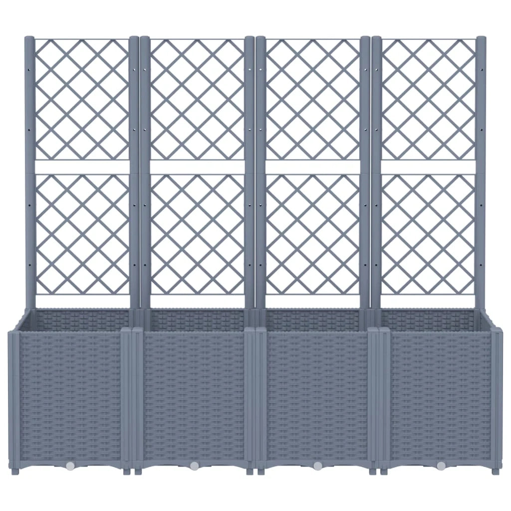 Fioriera rialzata per piante fiori terrazza giardino con traliccio 160 x 40 x 140 cm PP grigio 02_0038263