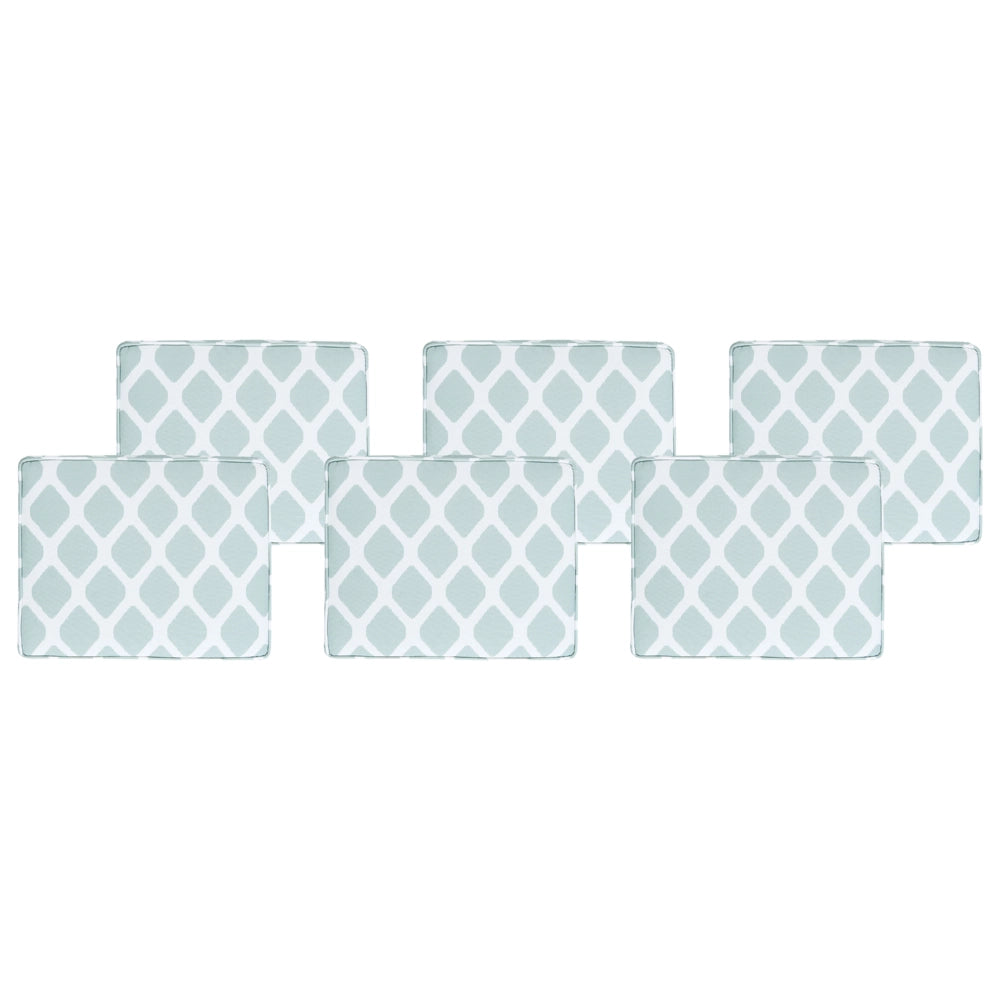 Set di 6 cuscini per sedie da esterno verde menta e bianco 31 x 39 cm giardino terrazzo tessuto resistente