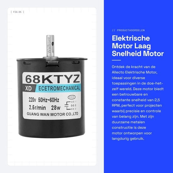 Motore elettrico a bassa velocità - 220V - 2,5 giri al minuto - Motore a magneti permanenti - Adatto per DIY - Modello 2,5 giri al minuto