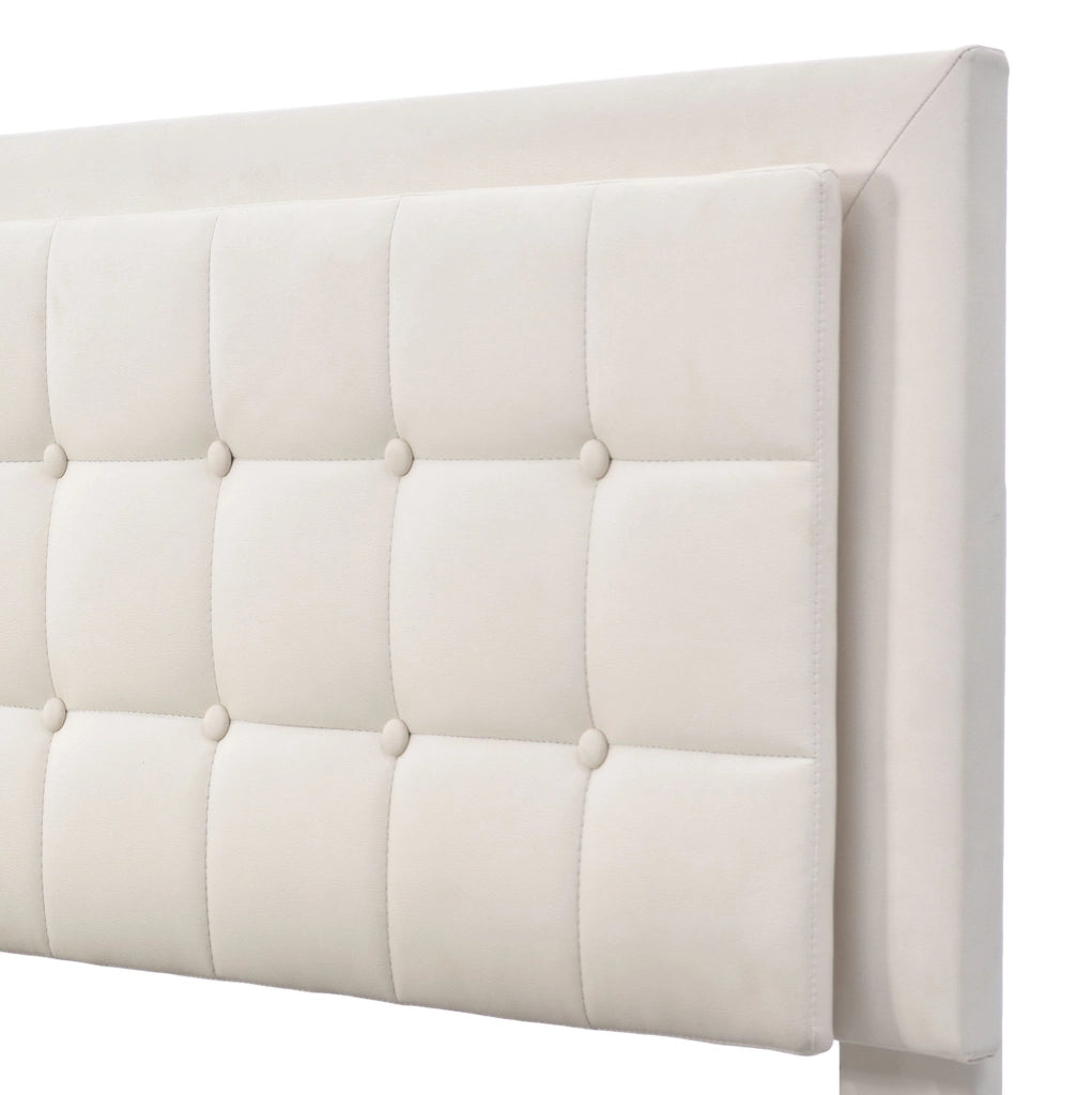 Letto imbottito 140x200 cm bianco con materasso, LED e vano contenitore