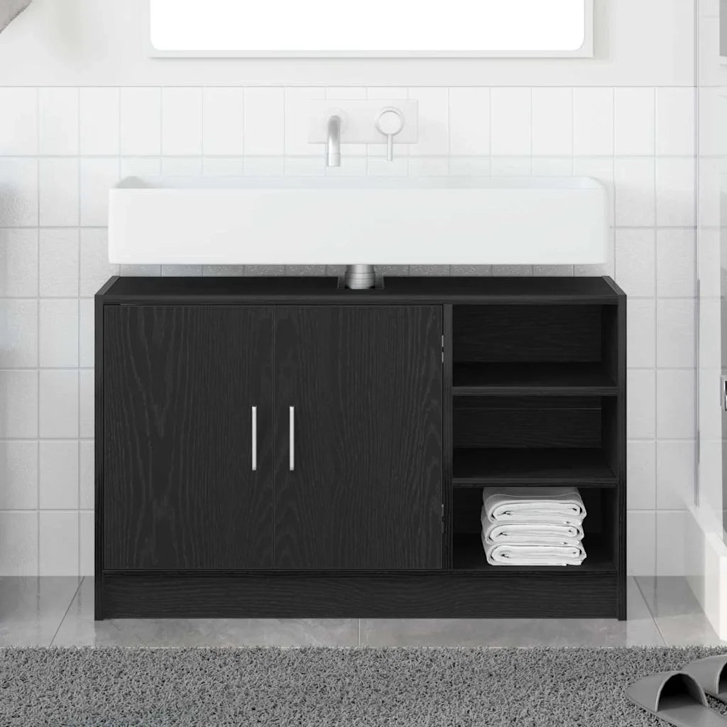 Mobile da Bagno Rovere Nero 90 x 29 x 55 cm Legno multistrato 869211