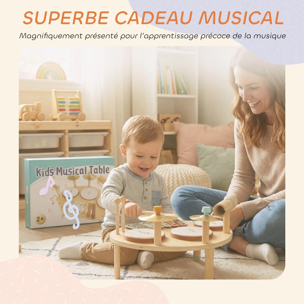 Tamburo con Xilofono per Bambini ¨C Zephmum ¨C Legno Naturale
