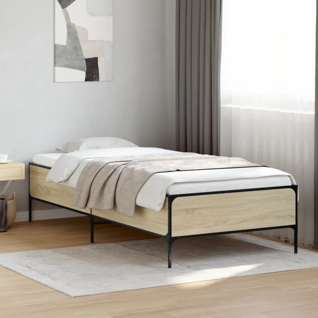 Giroletto-Struttura Letto Rovere Sonoma 75x190cm in Legno Multistrato e Metallo 950943