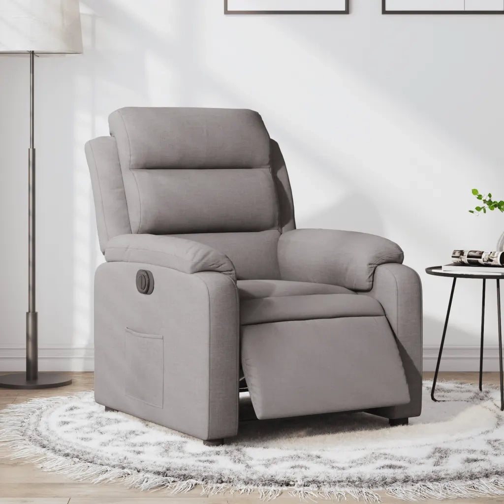Poltrona | Sedia Relax Elettrica Reclinabile Tortora in Tessuto