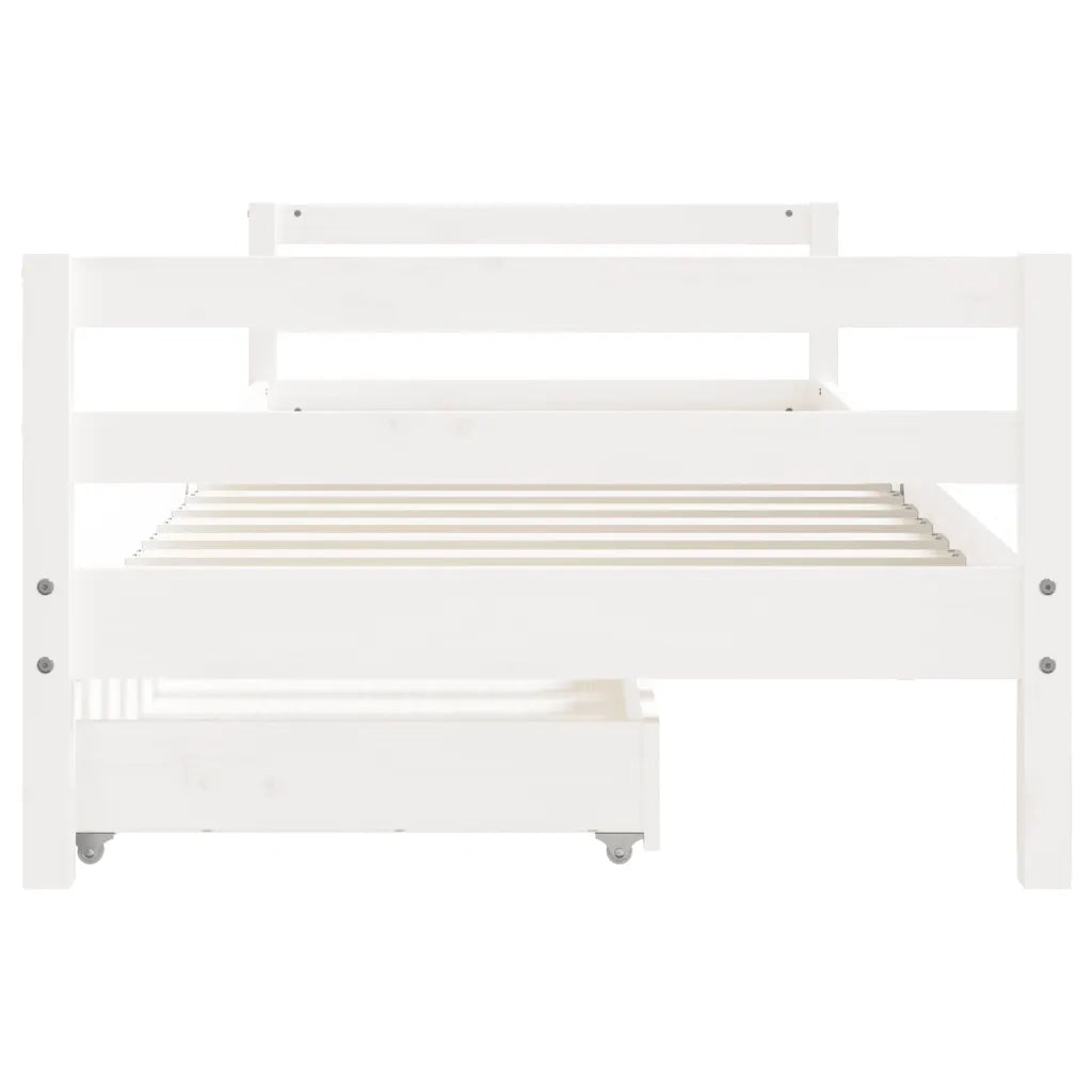Giroletto Bambini | Letto Infantile | Lettino con Cassetti Bianco 90x190 cm Massello Pino