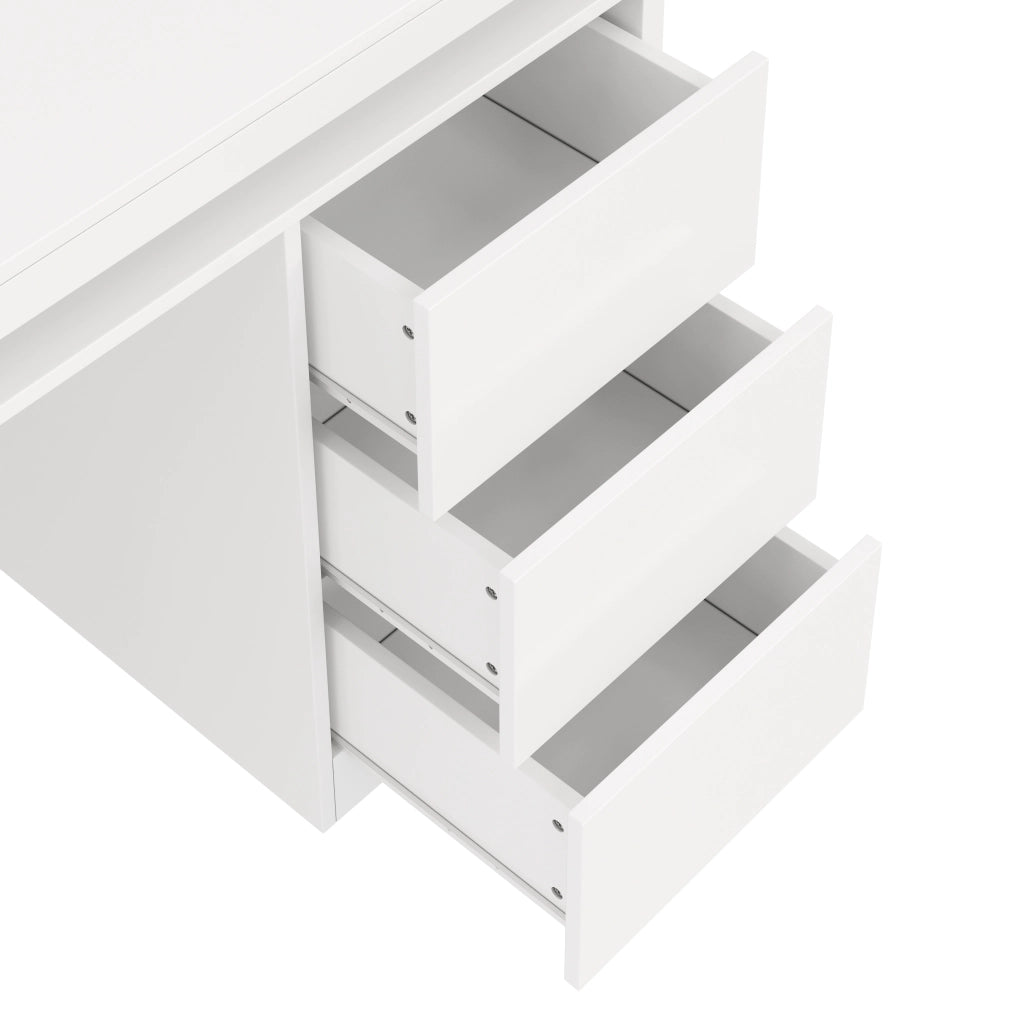 Scrivania con LED multicolore, 3 cassetti e piano ampio, per home office, in MDF bianco, 120 × 50 × 78,5 cm