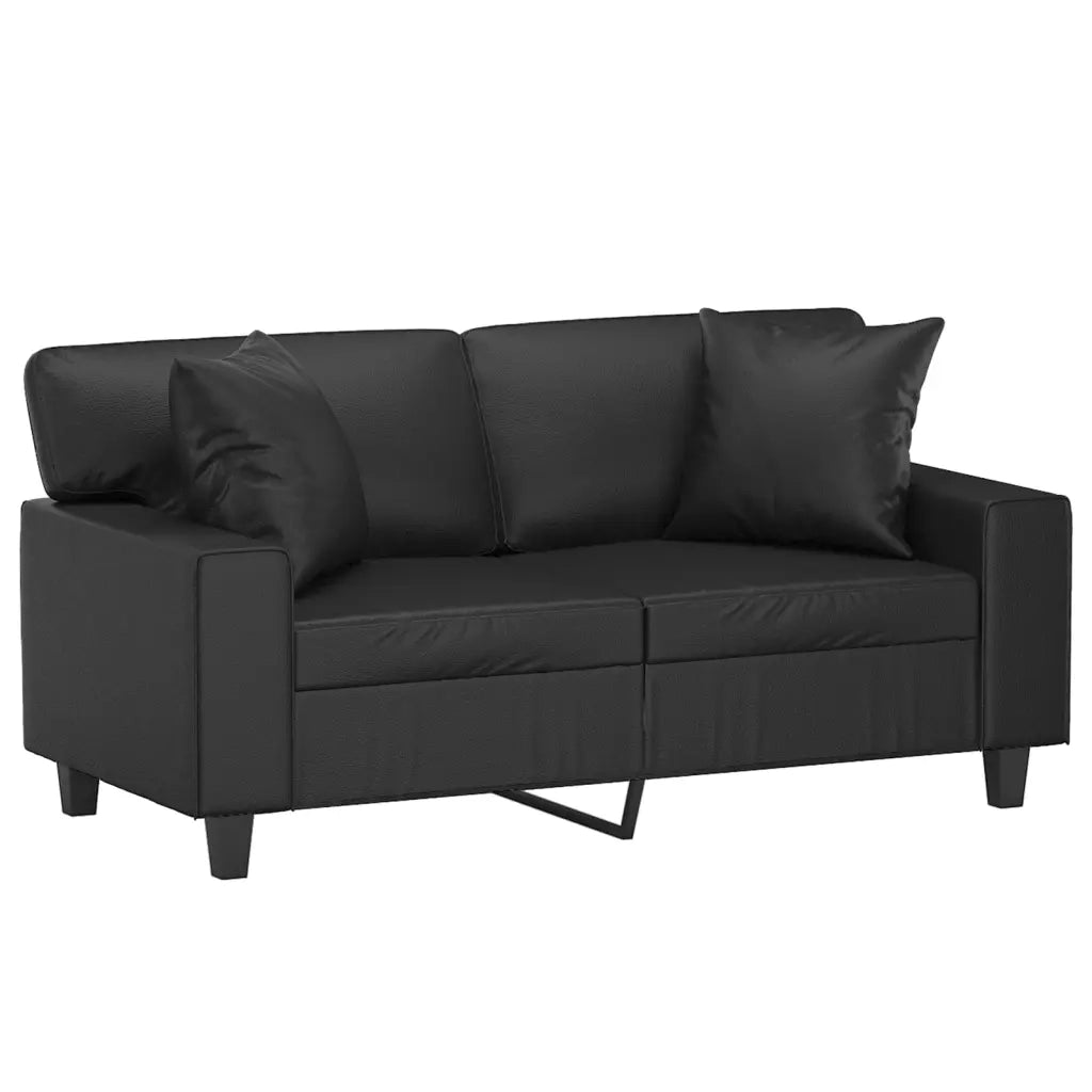 Divano a 2 Posti con Cuscini Nero 120 cm in Similpelle 3200861
