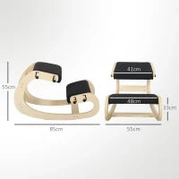 Sedia Inginocchiatoio con Movimento a Dondolo, in Tessuto Effetto Lino e Legno di Betulla, Nero