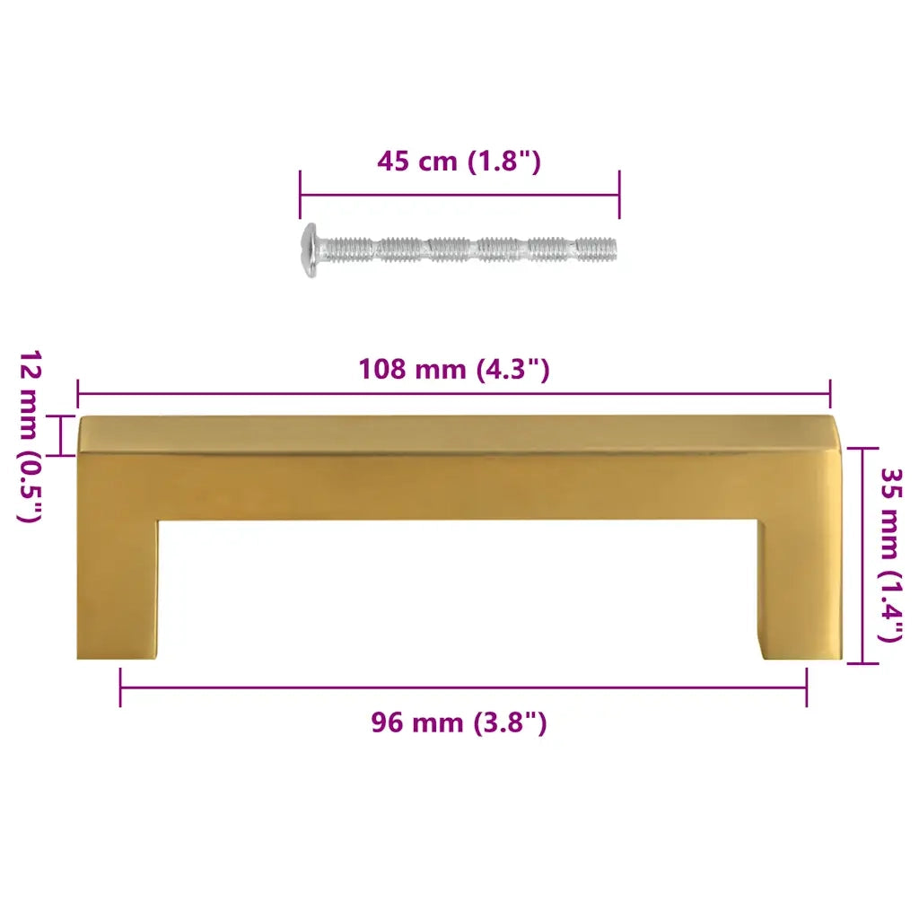 Maniglie per Mobili 10pz Oro 96mm in Acciaio Inox 155389
