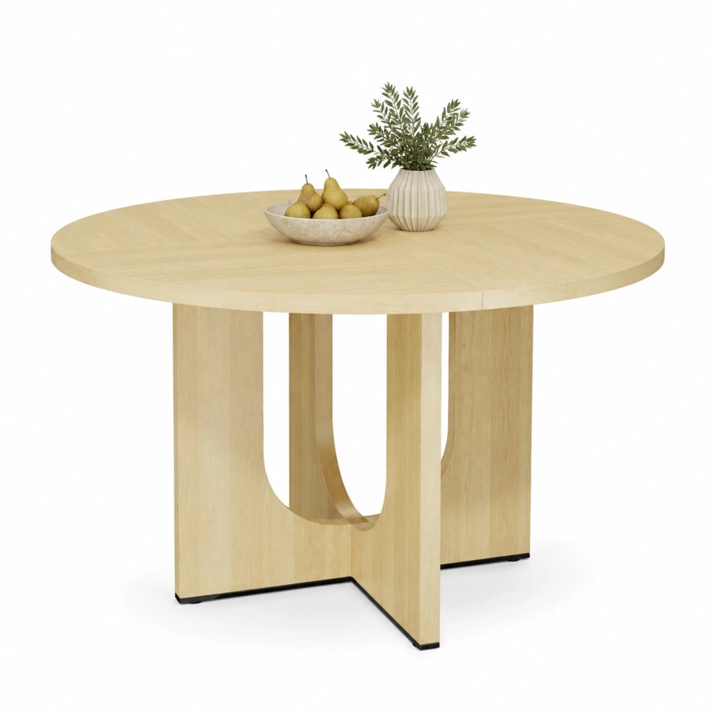 Tavolo rotondo da pranzo 120 cm, stile scandinavo, colore rovere, per 4-6 persone