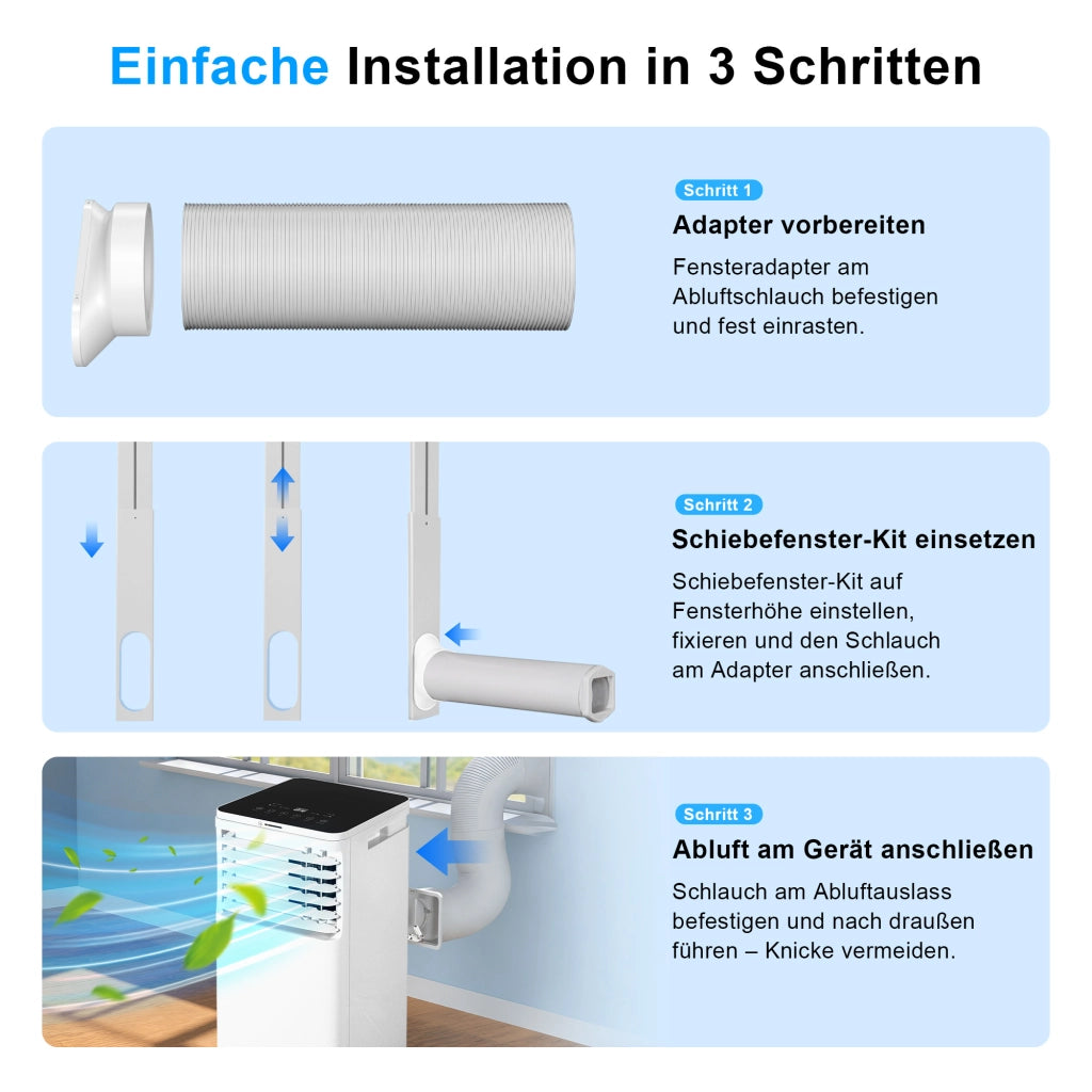 ZMH Condizionatore portatile 3 in 1 7000BTU con raffreddamento e ventilazione modalità notturna silenziosa adatto