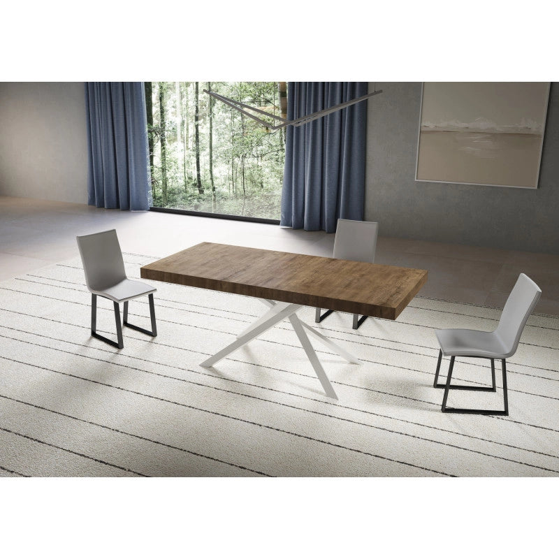 Tavolo allungabile 180/440x90 cm Niket telaio Bianche - Noce