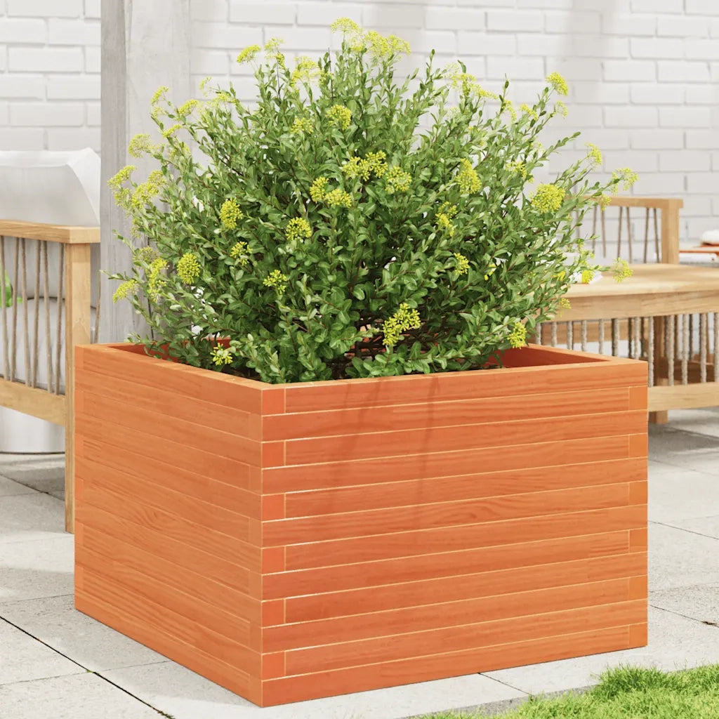 Fioriera Giardino-Vaso da Esterno-Contenitore per Piante Marrone Cera 70x70x46 cm Legno Massello Pino