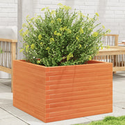 Fioriera Giardino-Vaso da Esterno-Contenitore per Piante Marrone Cera 70x70x46 cm Legno Massello Pino