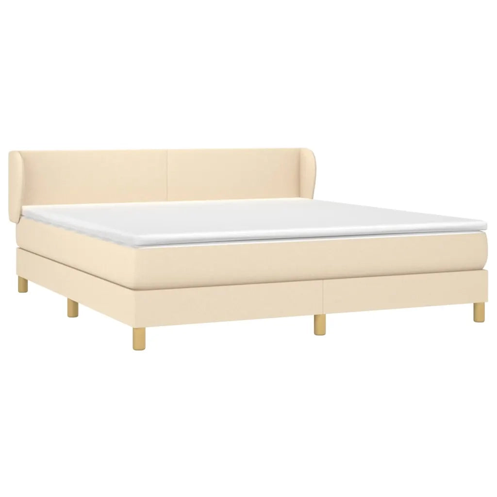 Giroletto a Molle con Materasso Crema 160x200 cm in Tessuto