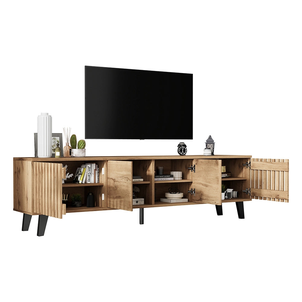Media center legno - Xylo - 180x40x55cm 8 scomparti