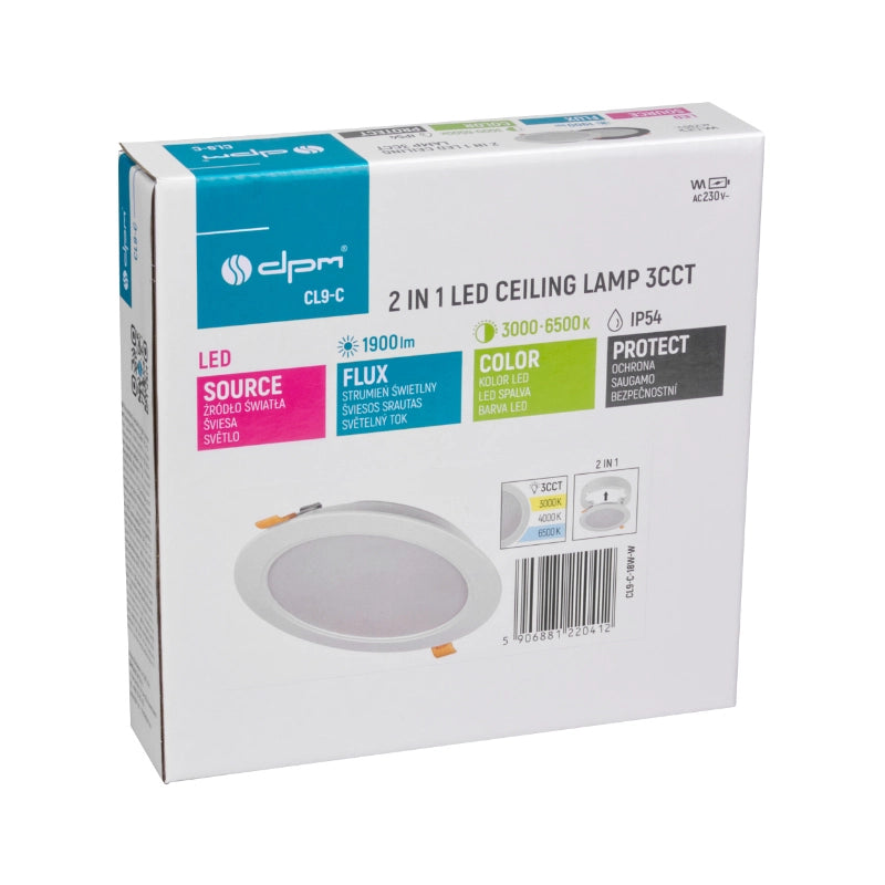 Plafoniera LED bagno 18W 2in1 tonda bianca IP54 DPM