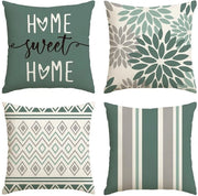 Set di cuscini decorativi geometrici a forma di fiori dahlia acqua verde, 4 pezzi, 40 x 40 cm, copricuscini per divano, soggiorno, esterno