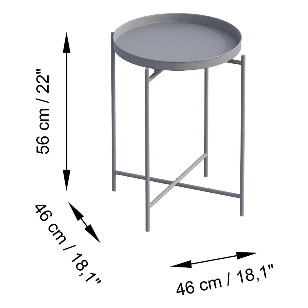 Gombito, Tavolino da Salotto Forma Rotondo, 46x46x56h cm Grigio Chiaro