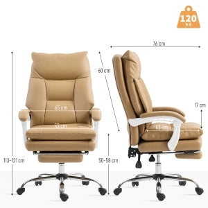 SEDIA UFFICIO Ergonomica 65x76x113-121 cm Marrone in similpelle