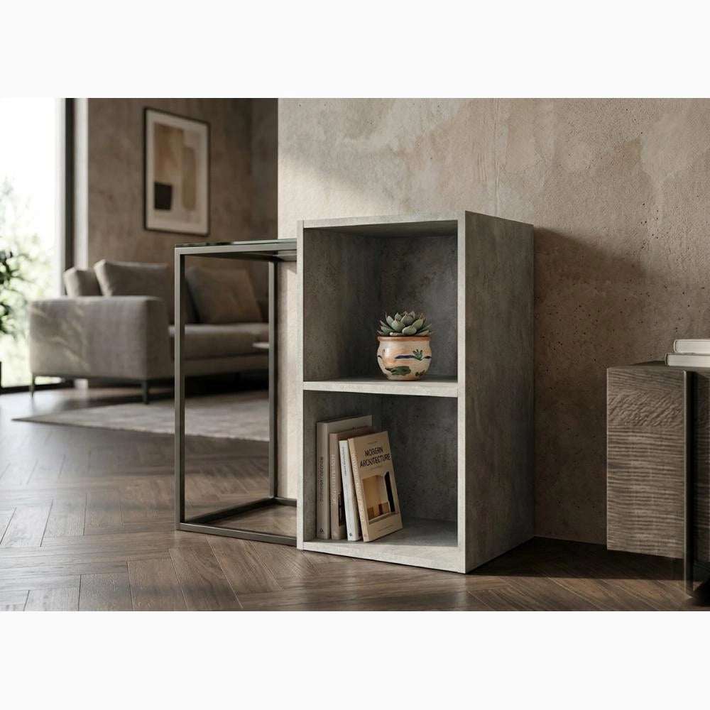 Libreria Scaffale Modulo Aperto 2 Ripiani Portaoggetti 30x24x54H cm Bianco LIB02