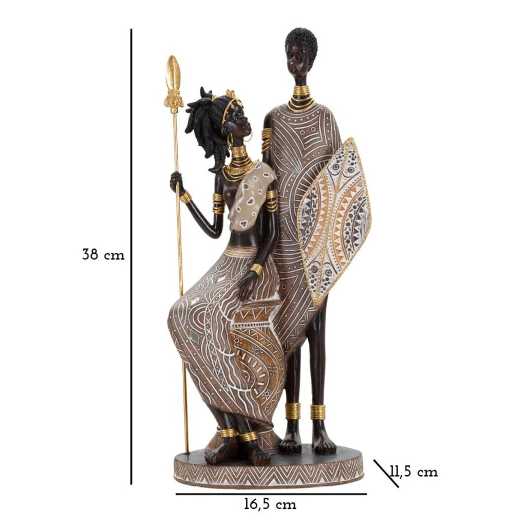 Scultura Africa 10, Multicolore, Poliresina, 16x11,5x38 cm