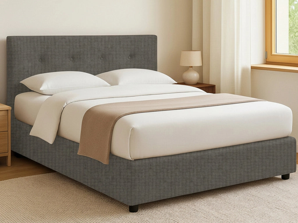 Oxford, Letto Matrimoniale Sfoderabile Made in Italy, Grigio Tortora