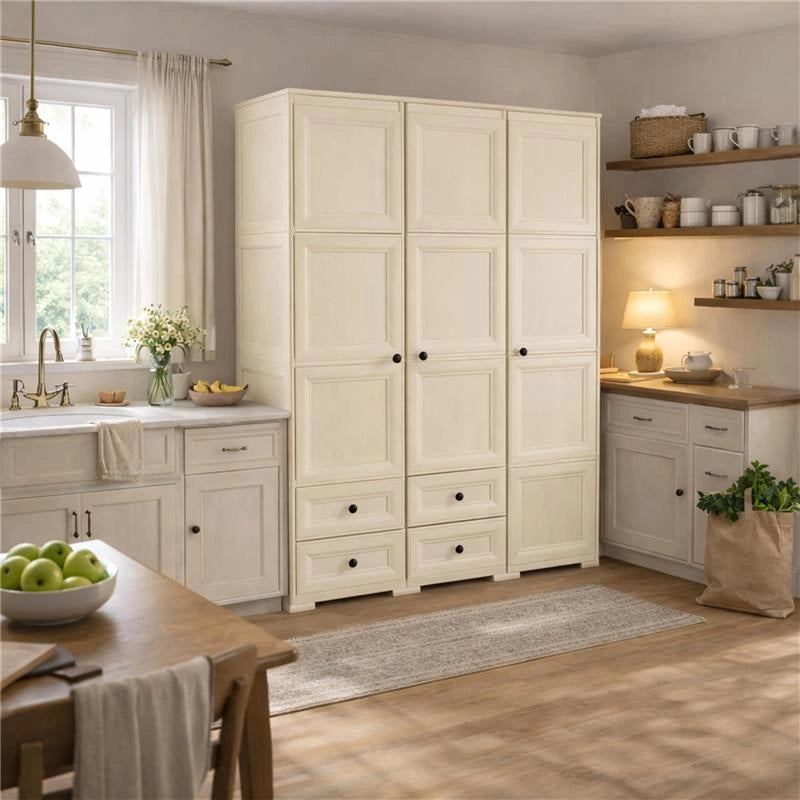 ARMADIO 2 ANTE CON APPENDIABITI E 4 CASSETTI OMNIMODUS – GUARDAROBA MULTIUSO EFFETTO LEGNO MARRONE