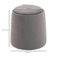 Pouf Contenitore 2 in 1 Convertibile in Tavolino da Caffè Ø44x47,5 cm in Velluto  Grigio
