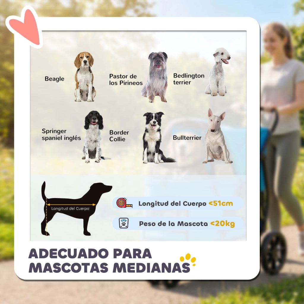 Carrello per Cani Pieghevole ¨C Zephmum ¨C Blu 92x63x95 cm