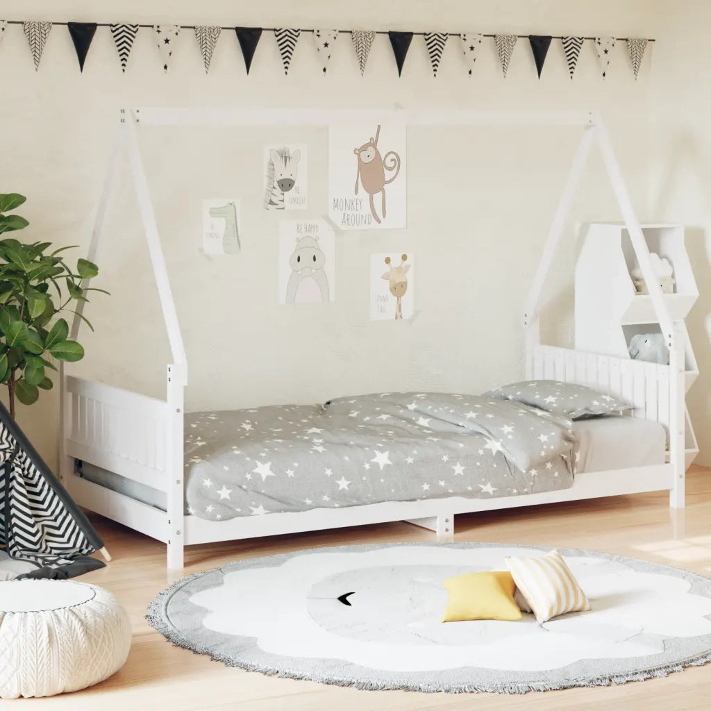 Giroletto per Bambini | Letto Infantile | Lettino Bianco 90x190cm in Legno Massello di Pino