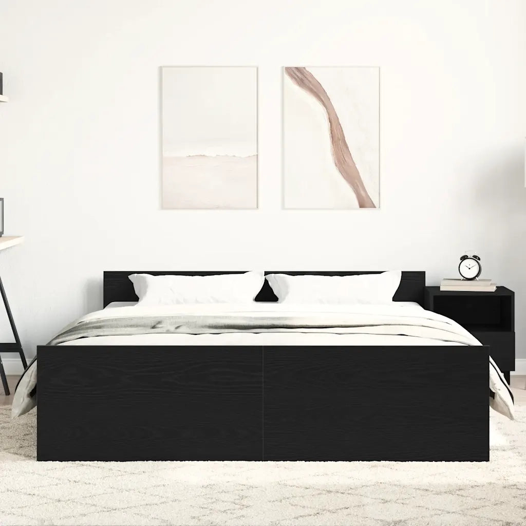 Giroletto senza Materasso Rovere Nero 160x200 cm Truciolato 3329321