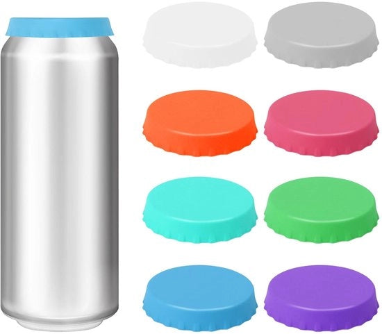 Chiusura di contenitore per bevande 8 pezzi - Copertura in silicone - Tappo riutilizzabile - Previene il morsicamento - Resistente alla lavastoviglie - Mantiene fresche le bevande